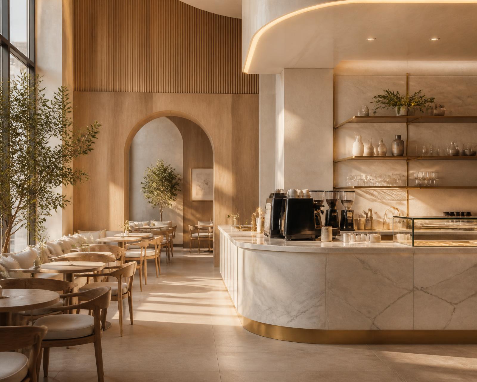 The Sierra Coffee House interior with warm timber and soft daylight
